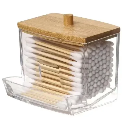 Boîte à cotons-tiges carrée transparente – image 3