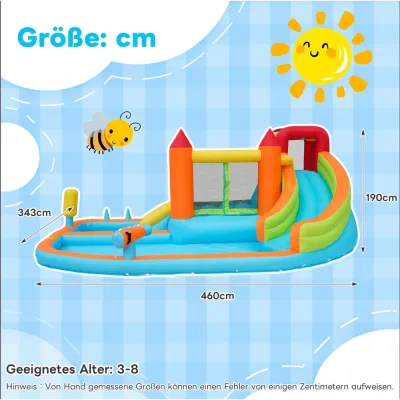 Château gonflable avec toboggan aquatique, orange – image 2