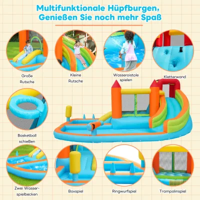 Château gonflable avec toboggan aquatique, orange – image 3