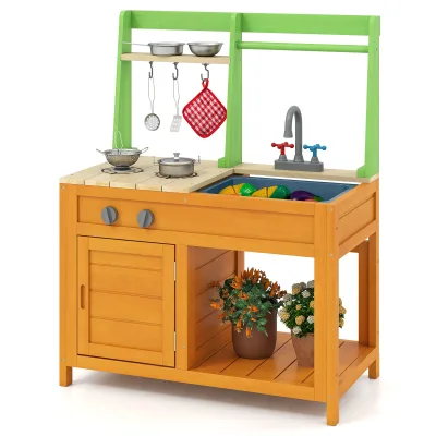 Cuisine de jeu d'extérieur en bois pour enfants