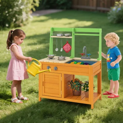 Cuisine de jeu d'extérieur en bois pour enfants – image 2