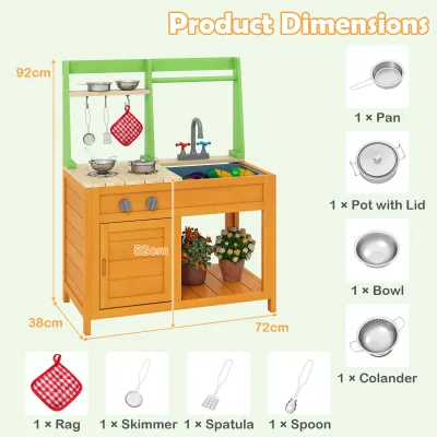 Cuisine de jeu d'extérieur en bois pour enfants – image 3