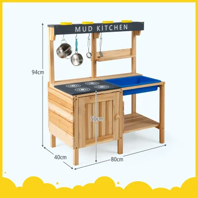 Cuisine de jeu en bois avec évier amovible – image 3