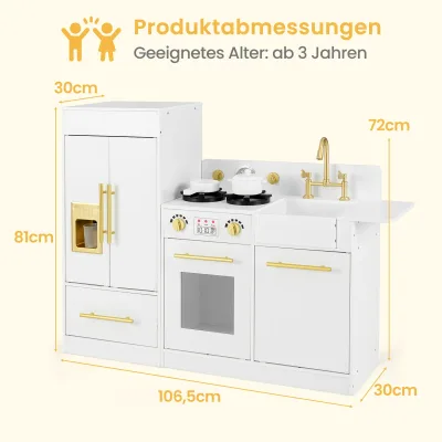 Cuisine de jeu en bois blanche avec réfrigérateur – image 3