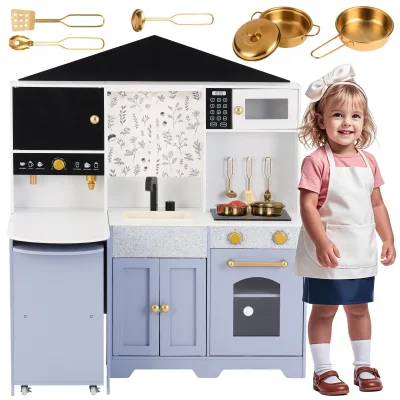 Cuisine en bois pour enfant blanche et violette