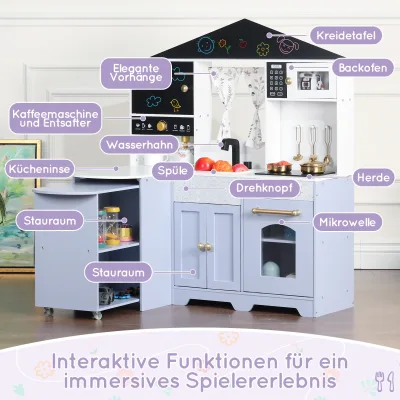 Cuisine en bois pour enfant blanche et violette – image 2