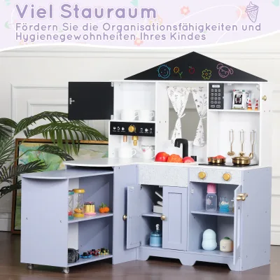 Cuisine en bois pour enfant blanche et violette – image 3