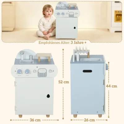 Évier de cuisine enfant bleu clair en bois – image 3