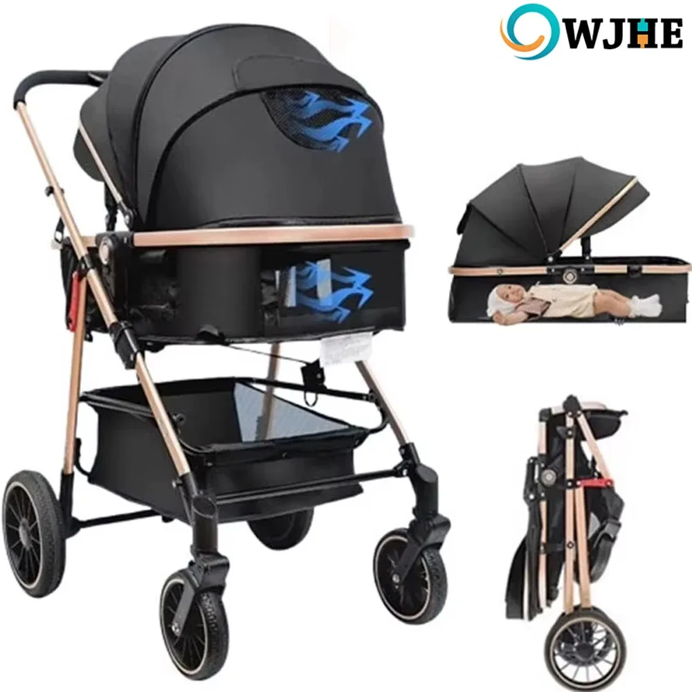Poussette 3 en 1 pliable pour bébé, cadre aluminium