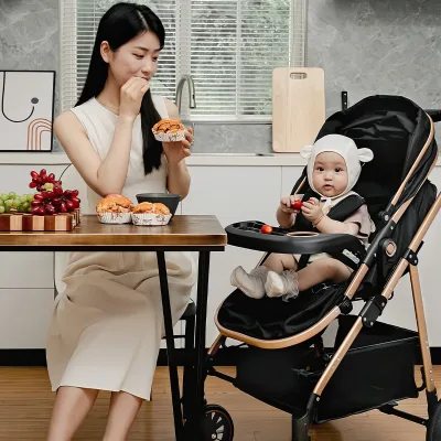 Poussette 3 en 1 pliable pour bébé, cadre aluminium – image 3