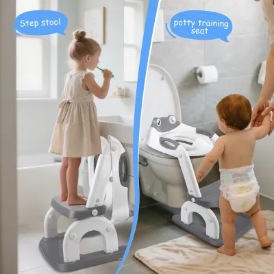 Réducteur de toilette enfant avec marchepied pliable – image 2
