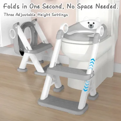 Réducteur de toilettes pliable avec marches – image 2