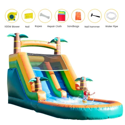 Toboggan aquatique gonflable avec souffleur