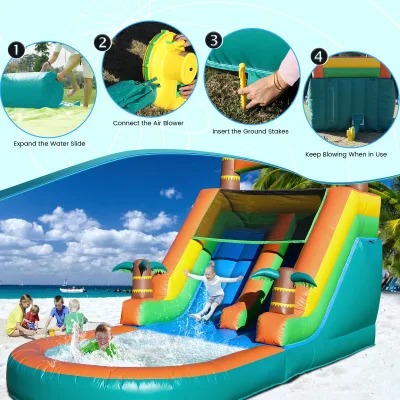 Toboggan aquatique gonflable avec souffleur – image 2