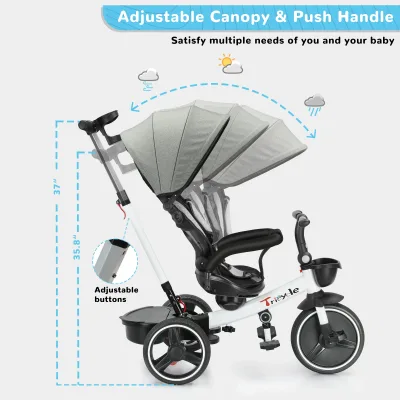 Tricycle évolutif bébé 6 en 1 avec pare-soleil – image 3