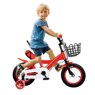 Vélo enfant rouge et noir avec roues d'appoint